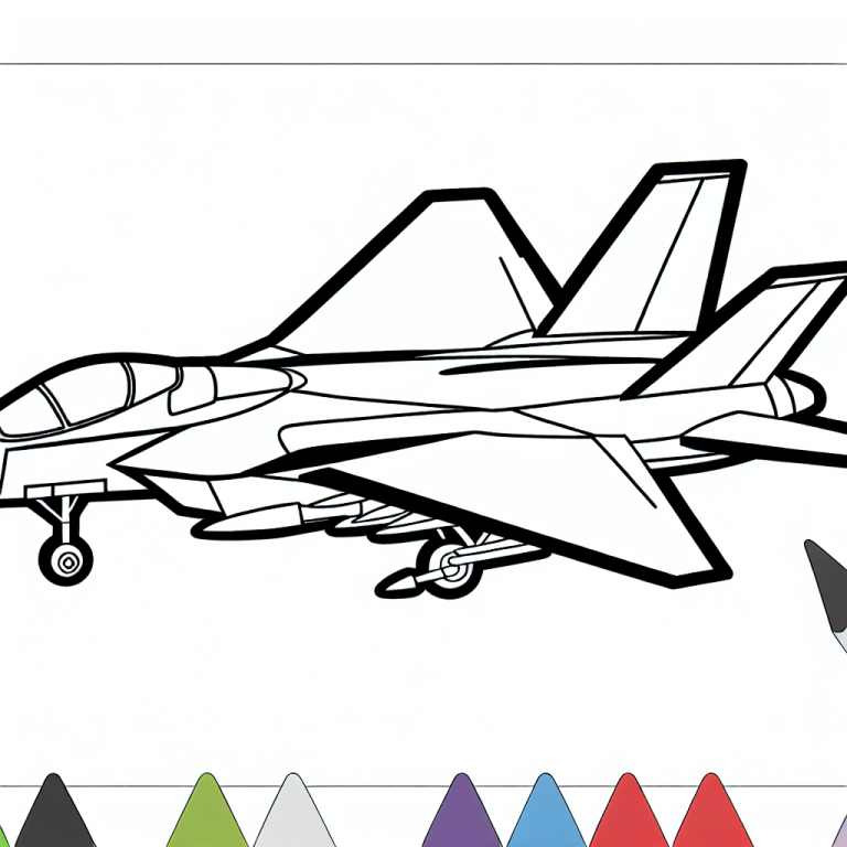 ציור של מטוס קרב להדפסה - דף צביעה לילדים שיספק שעות הנאה