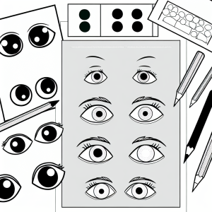 דף צביעה לילדים ציור של עיניים להדפסה מהנה וקלה