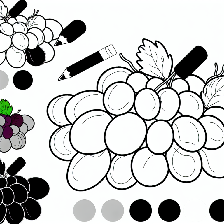 אשכול ענבים ציור שיעניק לילדים דף צביעה להדפסה מהנה