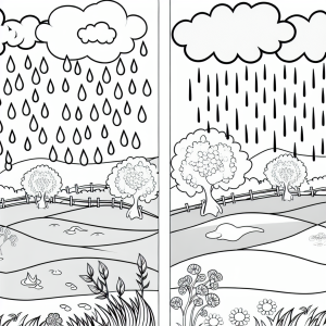 גשם לצביעה: דפי ציור מהנים להדפסה לילדים